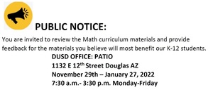Math Curriculum Material Review - November 29th thru January 27th
