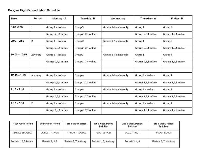 Douglas High School Schedule for SY 2020-2021 | Douglas High School